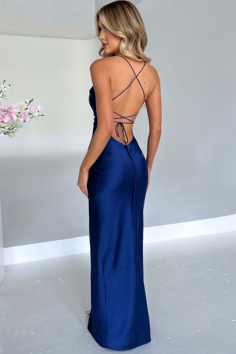 Vestido Longo Fenda Sofia Azul - Modenna 2