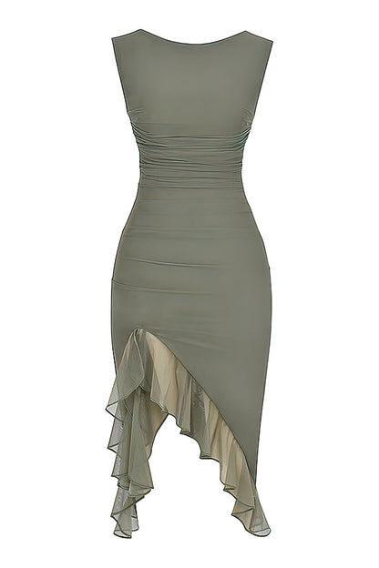 Vestido Midi Fenda Babado Mariana Verde - Modenna 12