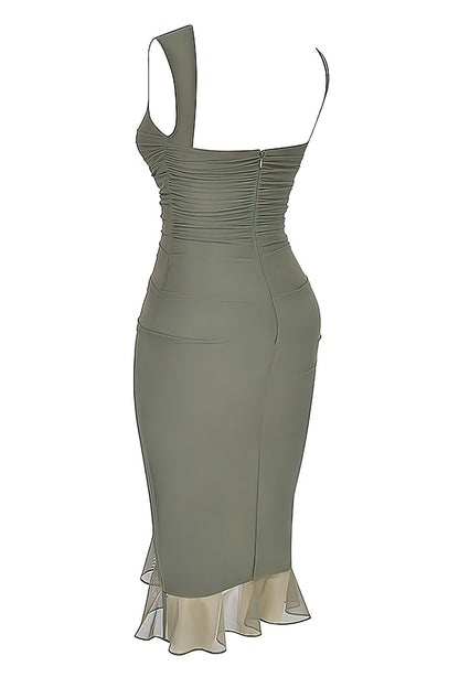 Vestido Midi Fenda Babado Mariana Verde - Modenna 13