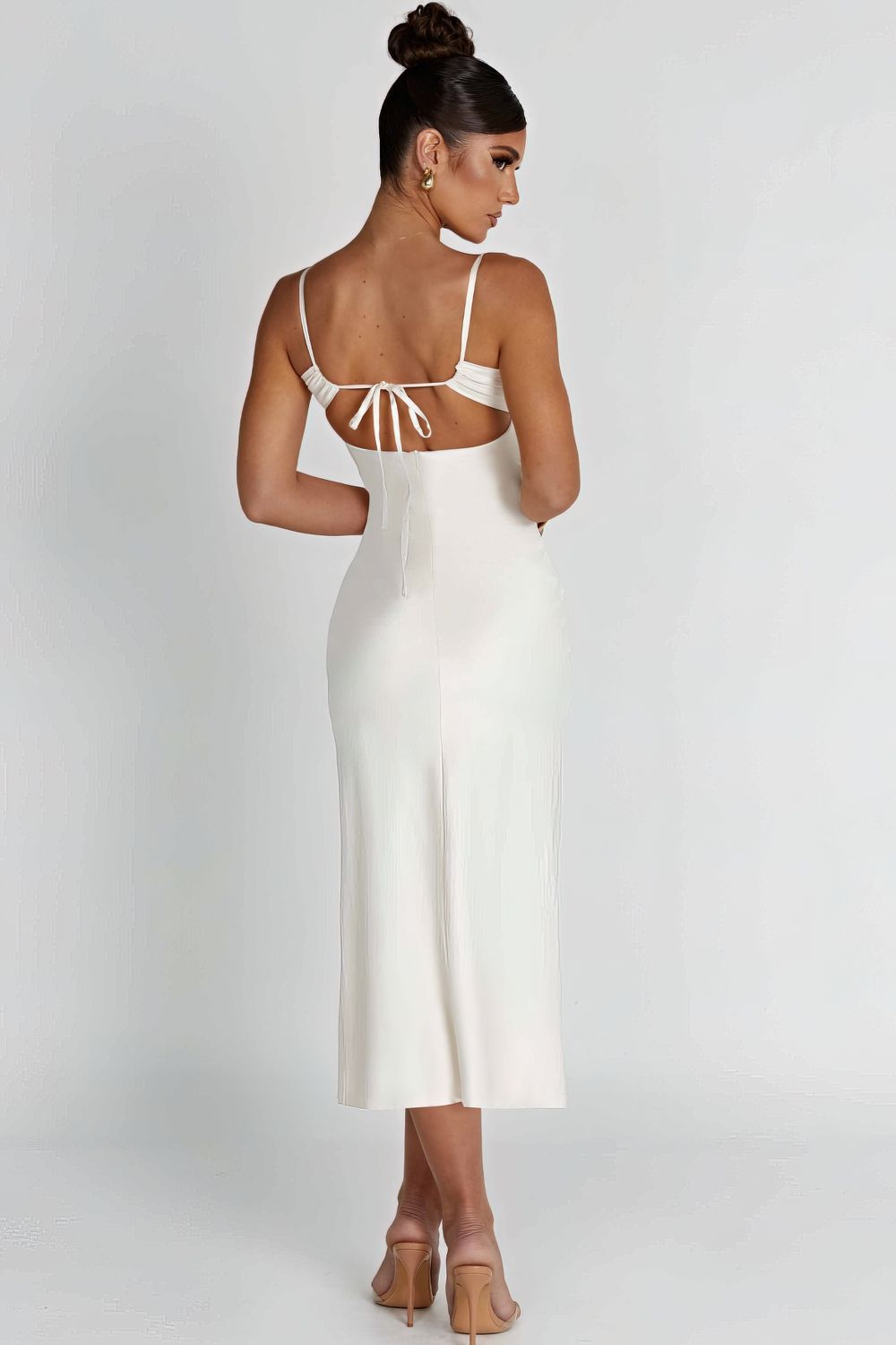 Vestido Midi Fenda Diana Branco - Modenna 3