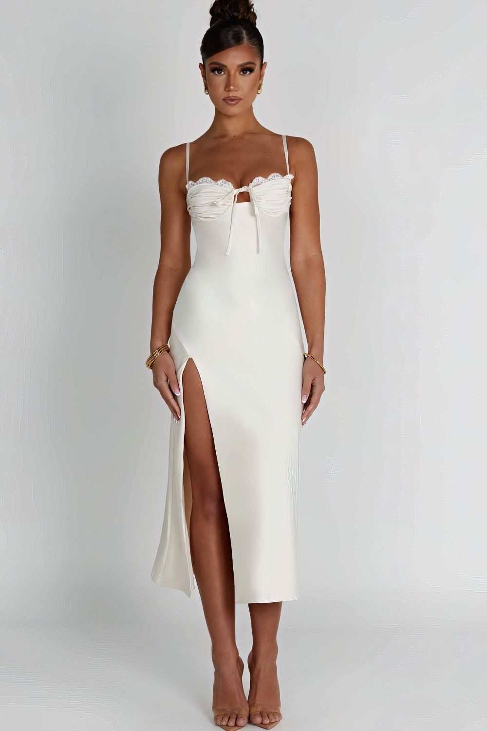 Vestido Midi Fenda Diana Branco - Modenna 6