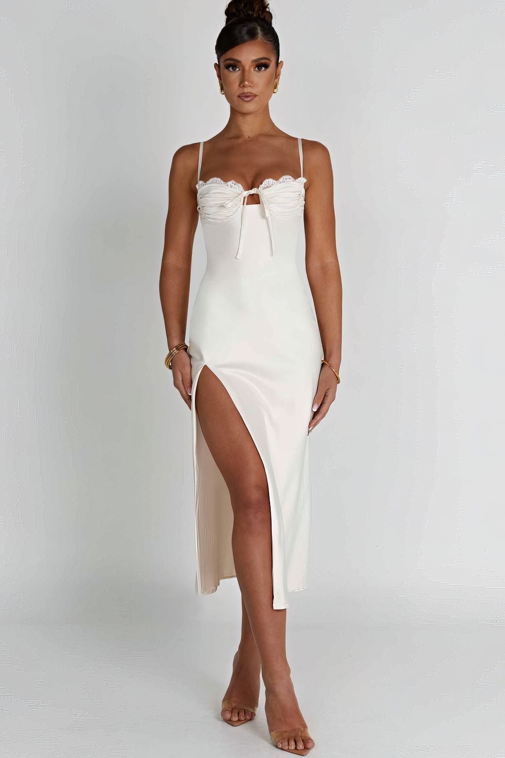 Vestido Midi Fenda Diana Branco - Modenna 8