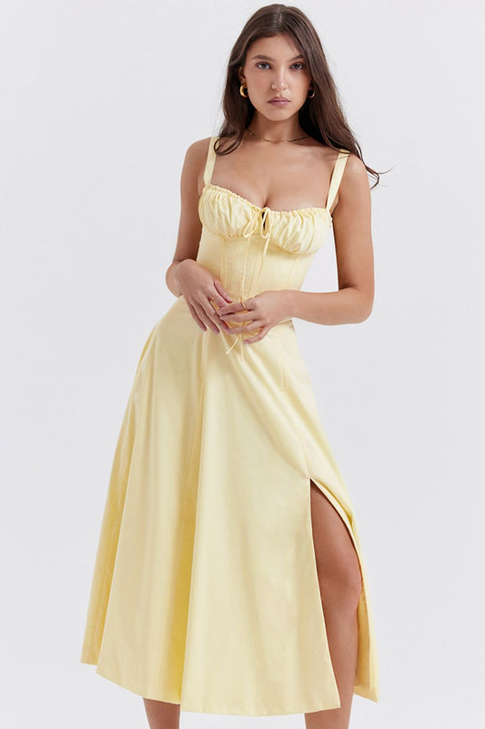 Vestido Midi Fenda Eloisa Amarelo - Modenna 1