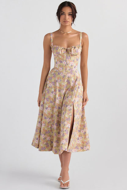 Vestido Midi Fenda Eloisa Lilás Floral - Modenna 3