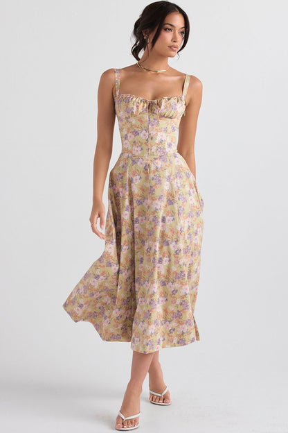 Vestido Midi Fenda Eloisa Lilás Floral - Modenna 5