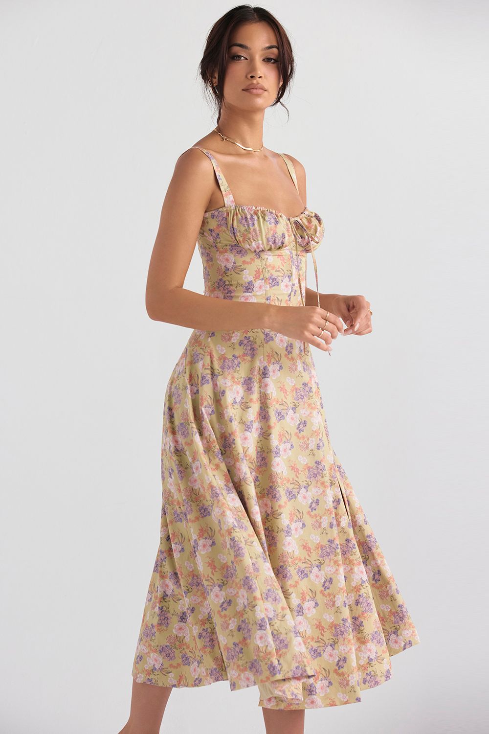 Vestido Midi Fenda Eloisa Lilás Floral - Modenna 7