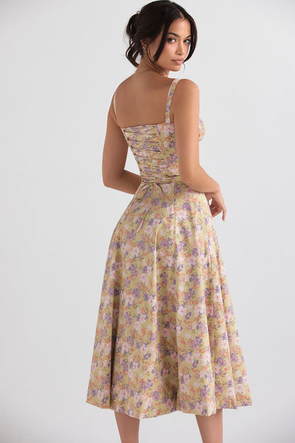 Vestido Midi Fenda Eloisa Lilás Floral - Modenna 2