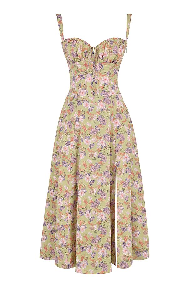 Vestido Midi Fenda Eloisa Lilás Floral - Modenna 9