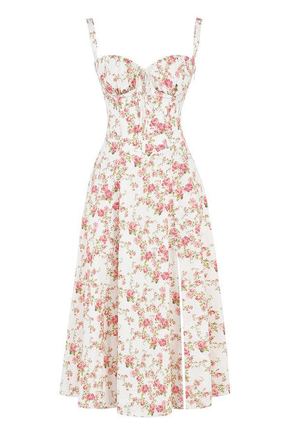 Vestido Midi Fenda Eloisa Rosa Floral - Modenna 12