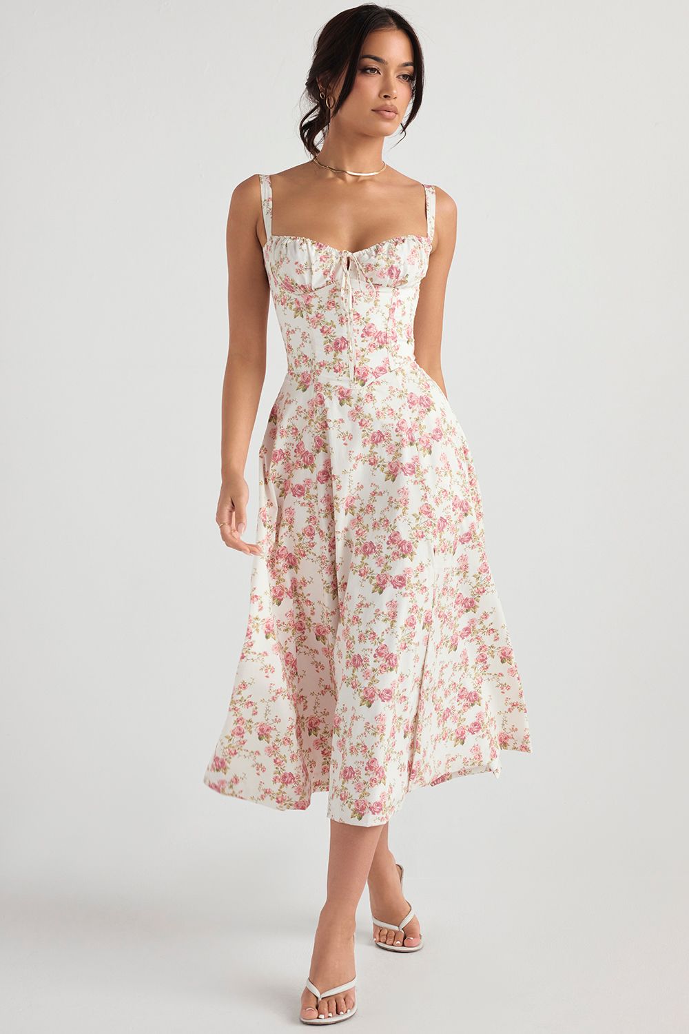 Vestido Midi Fenda Eloisa Rosa Floral - Modenna 5