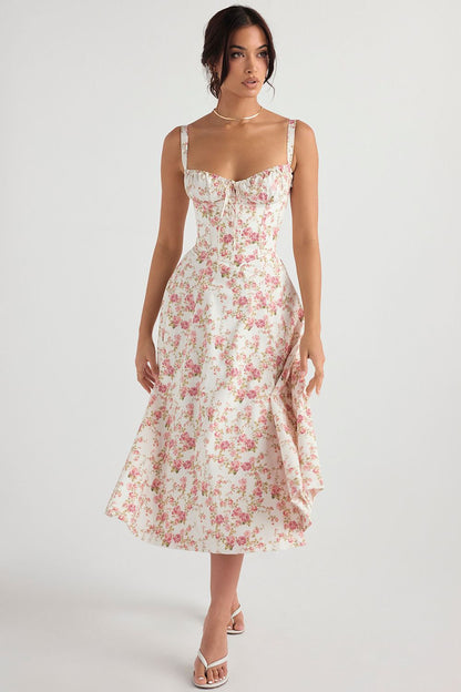 Vestido Midi Fenda Eloisa Rosa Floral - Modenna 6