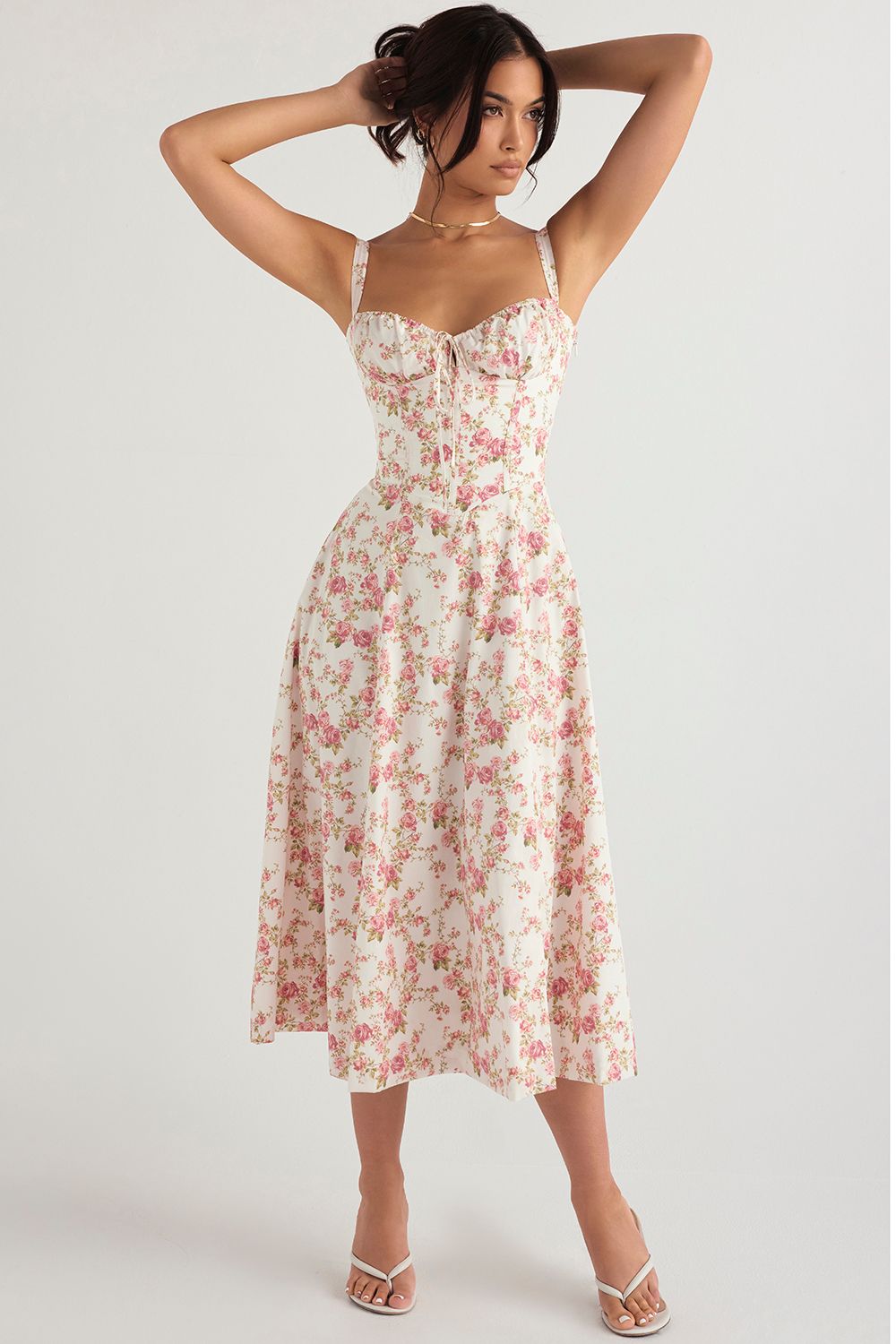 Vestido Midi Fenda Eloisa Rosa Floral - Modenna 7