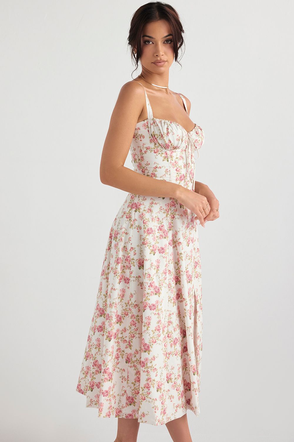 Vestido Midi Fenda Eloisa Rosa Floral - Modenna 10