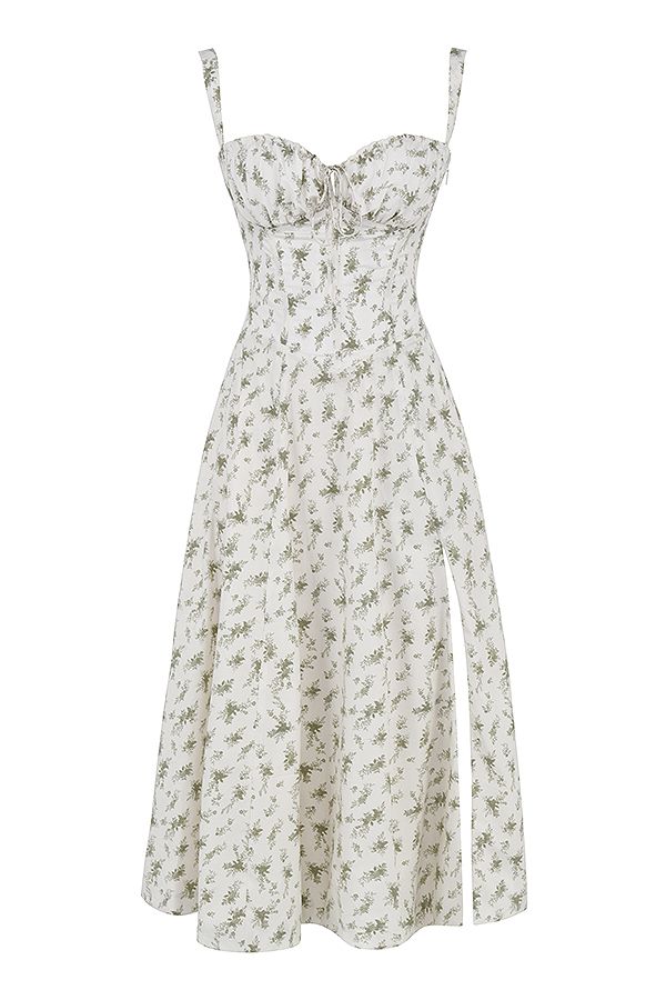 Vestido Midi Fenda Eloisa Verde Floral - Modenna 16