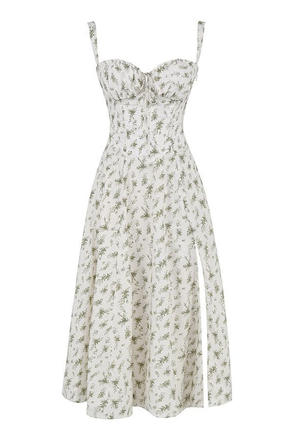 Vestido Midi Fenda Eloisa Verde Floral - Modenna 16