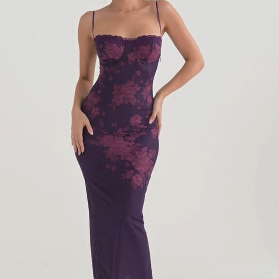 Vestido Longo Floral Rosana Roxo - Modenna 4