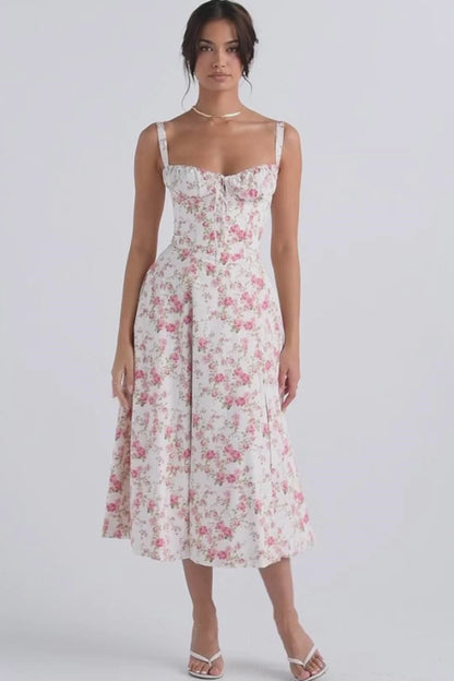 Vestido Midi Fenda Eloisa Rosa Floral - Modenna 4